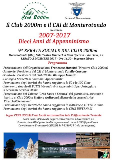 “GRAN SASSO E SCIENZA” ALLA FESTA DEL CLUB 2000M